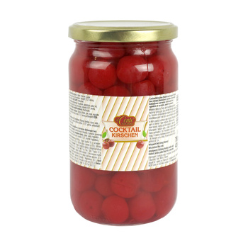 Il Conte Czereśnie koktajlowe czerwone drylowane bez ogonków w syropie 750 g