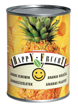 Happy Frucht Ananas plastry w lekko słodzonym syropie, sterylizowany 565 g